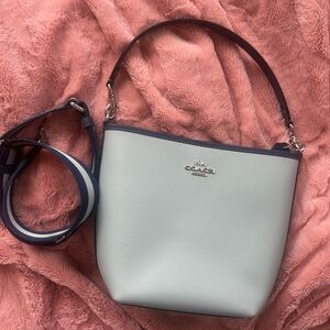 Coach Pale Blue and Navy Shoulder Bag